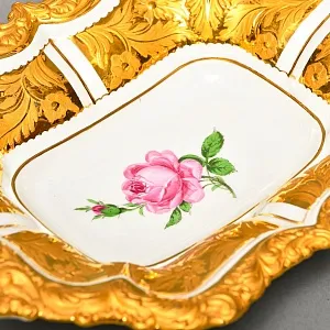 Фарфоровая Сухарница с ручками - Блюдо «Роза Мейсена», MEISSEN Германия, 1924 - 1934 годы.