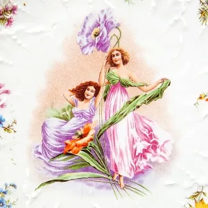 Редкость! Антикварная Фарфоровая Тарелка - Блюдо «Цветочные феи», Works Karlsbad, Австрия конец XIX - начало ХХ века.