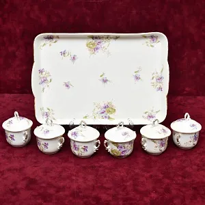 Антикварный Порционный Набор Соусников на Подносе, Фарфор Limoges Франция, начало ХХ века.