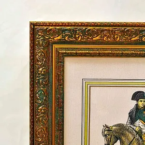 Антикварная Иллюстрация - Гравюра «Армия Наполеона - Император Наполеон на коне», Франция.
