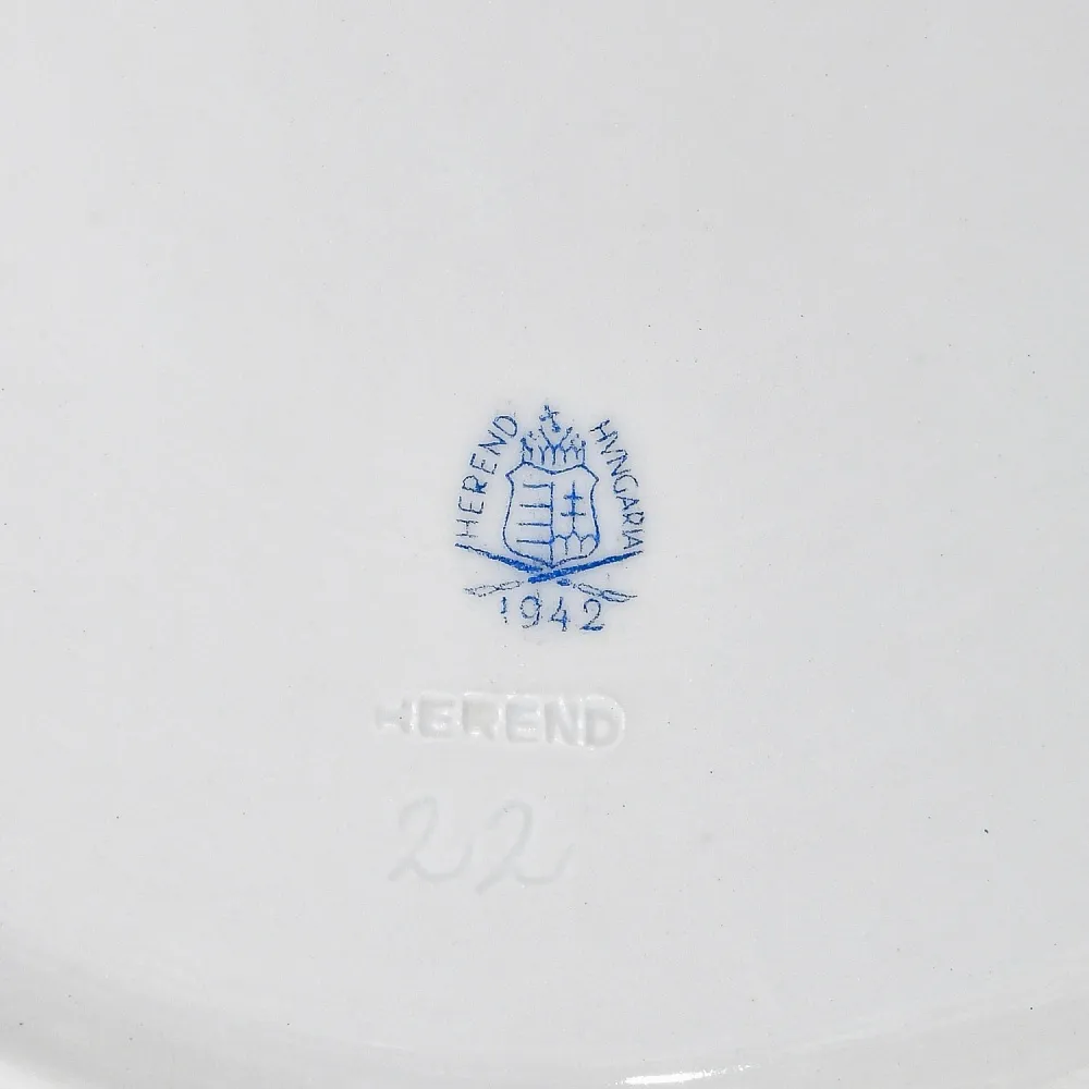 Фарфоровая Супница - Тюрина на подставке «APPONYI PURPUR», HEREND Венгрия - 1942 год.  