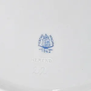 Фарфоровая Супница - Тюрина на подставке «APPONYI PURPUR», HEREND Венгрия - 1942 год.  