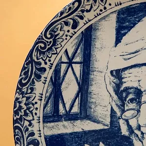 Декоративная Фарфоровая Тарелка - Блюдо «Ожидание», DELFTs- Royal Boch Бельгия d - 29 см.