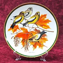 Коллекционная Тарелка - Блюдо «Вечерний Американский Дубонос» Фарфор, Franklin Porcelain США -1980 год.
