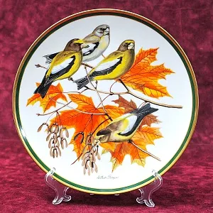 Коллекционная Тарелка - Блюдо «Вечерний Американский Дубонос» Фарфор, Franklin Porcelain США -1980 год.