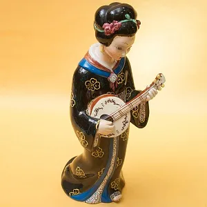 Большая Интерьерная Фаянсовая Статуэтка «Девушка с лютней», CIA MANNA Италия 50-е годы.