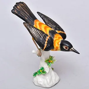 Птица - Фарфоровая статуэтка «Оранжевый Дрозд», Carl Schneiders Erben, Германия -1972 год.