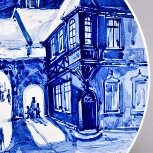 Коллекционная Настенная Тарелка - Блюдо «Рождественский пейзаж»,Фарфор MEISSEN Германия - 1975 год. 