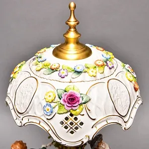 Редкость! Фарфоровая Настольная Электрическая Лампа «ХОРОВОД», Литофания, PLAUE Германия.