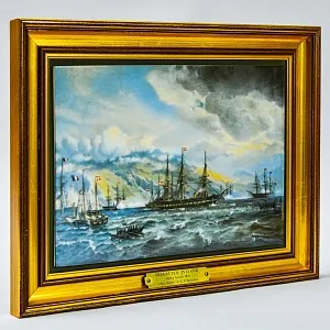 Фарфоровый Пласт - Картина - Панно «Фрегат Юлланд в Исландии», B&G Copenhagen Porcelain Дания.