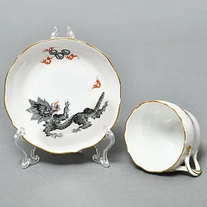 Коллекционная Кофейная пара «Серый Дракон», Фарфор, MEISSEN Германия, первая половина ХХ века.