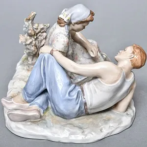 Большая Коллекционная Фарфоровая статуэтка «Затянувшаяся партия», ДФЗ Дулево Россия. 