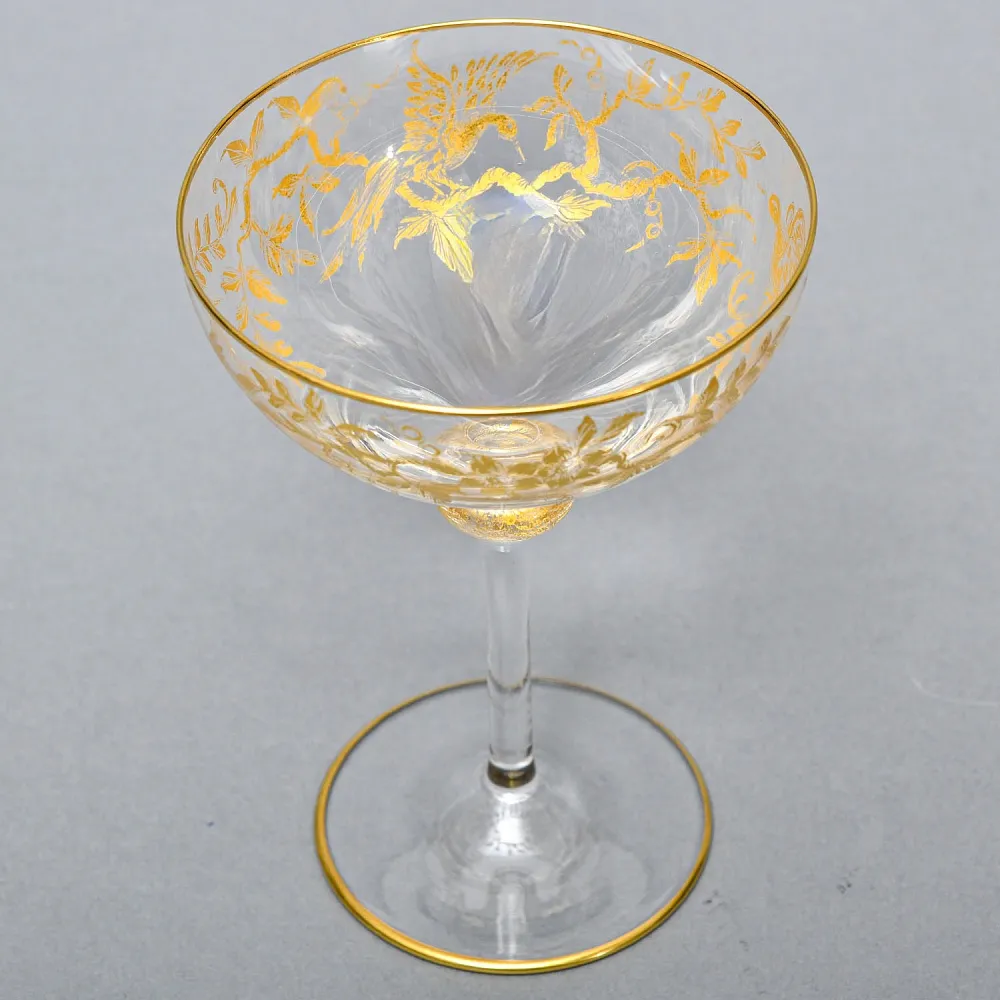 Хрустальные Фужеры для Шампанского - Креманки серия «Золотой Фазан», JOSEPHINENHUTTE, Германия -50 гг. 