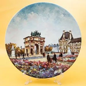 Коллекционная Тарелка «Париж - Сад Тюлирьи и Арка Каррузель» Фарфор, Лимож, Limoges, Франция.