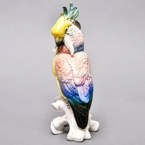 Птица - Фарфоровая статуэтка «Попугай Желто - Розовый Какаду» Н -19 см., Karl Ens Германия.