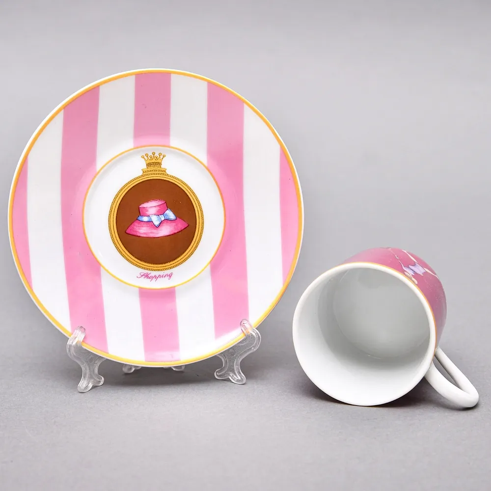 Набор из 4-х Кофейных пар «За покупками - Shopping», Limoges Medard de Noblat Франция, конец ХХ века.