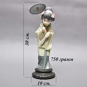Коллекционная Фарфоровая статуэтка «Гейша с зонтом» Н - 30 см. Lladro, Испания - 1978 год.