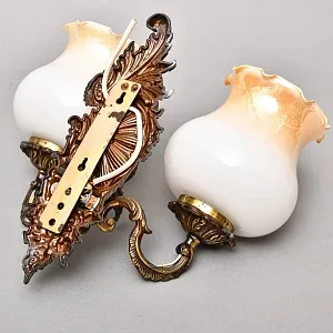 Пара Винтажных Электрических Настенных Двух рожковых Светильников - Бра, бронза СССР 70 -е гг. 