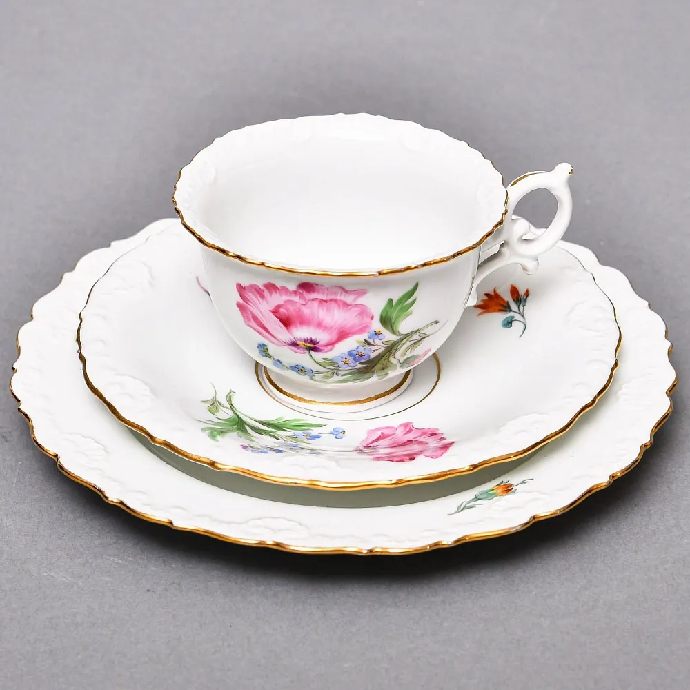 Чайный набор «Мейсенский букет» на 6 персон, Фарфор MEISSEN Германия, 1924 - 1934 годы. 