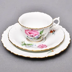 Чайный набор «Мейсенский букет» на 6 персон, Фарфор MEISSEN Германия, 1924 - 1934 годы. 