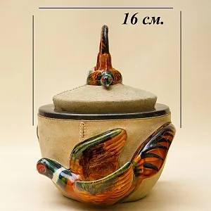 Редкость! Фарфоровая Банка для табака - Табакерка «Фазаны». LONSCHAMP ФРАНЦИЯ 60 гг.