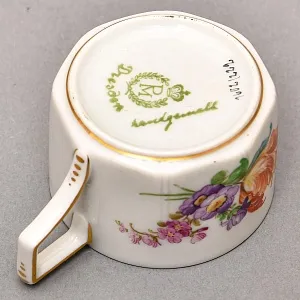 Антикварная Кофейная пара «Букет с тюльпаном», Фарфор Moschendorf AG Германия, 1910 - 1935 годы. 