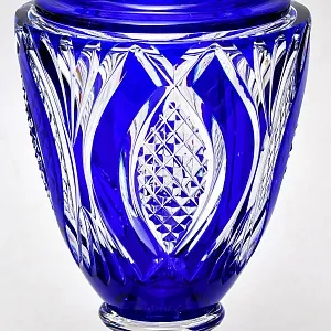 Редкость! Ваза на ноге Синего Цвета, Хрусталь VAL SAINT LAMBERT Бельгия 60гг.