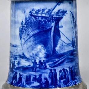 Коллекционная Пивная Кружка «Спуск Корабля на воду», фарфор, Berlin Design Германия -1980 год.