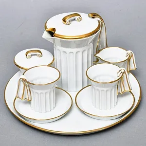  Фарфоровый Кофейный сервиз тет-а-тет «Греческие колонны» 8 предметов, Furstenberg Германия.