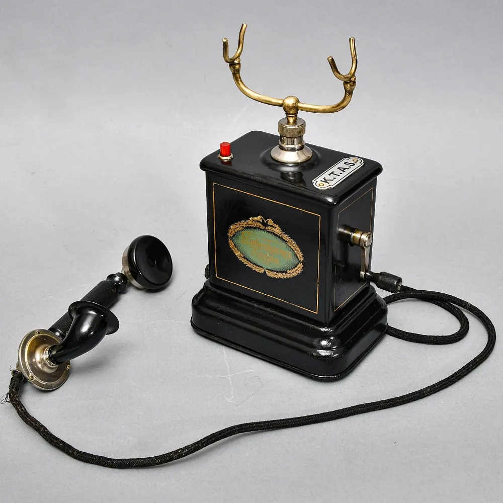 Антикварный Настольный Телефонный аппарат - Телефон «Kjøbenhavns Telefon - KTAS», Дания -1905 год.