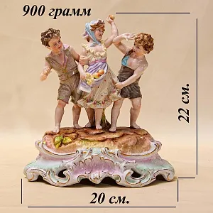 Антикварная Фарфоровая Статуэтка «Хулиганы», C.G.SCHIERHOLZ & SON Германия -1865 -1907 годы.