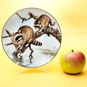 Коллекционная Фарфоровая Тарелка «Лесной Год, МАРТ. Еноты» Фарфор, Англия - 1982 год. 