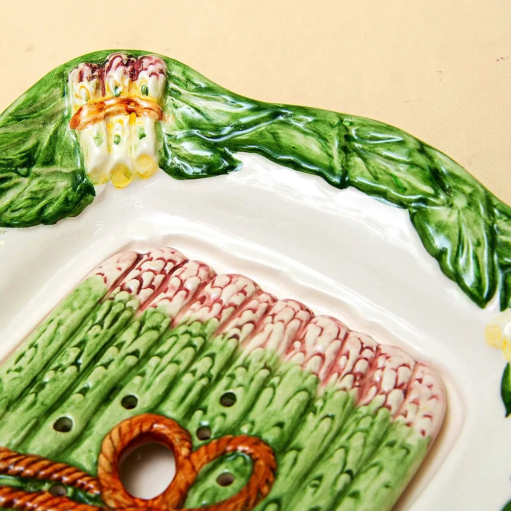 Фаянсовое Сервировочное Блюдо - Судок для подачи Спаржи, Франции начало ХХ века.