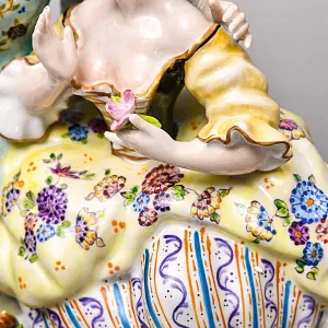 Редкость! Механические Фарфоровые Часы с боем «Свидание на пленэре», Franz Hermle & Sohn Германия 50 гг.