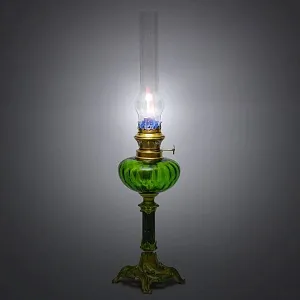 Антикварная Керосиновая Лампа «Зелень Утреннего Сада» BREVETE - L&B, Франция, начало ХХ века.
