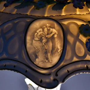 Редкость! Фарфоровая Настольная Электрическая Лампа «ХОРОВОД», Литофания, PLAUE Германия.