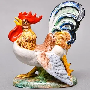 Коллекционные Парные статуэтки «Птицы. Бойцовые петухи», Фаянс, Италия - вторая половина ХХ века. 