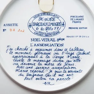 Коллекционная Тарелка - Блюдо «Благовещение» Фарфор, Henri d'Arceau-Limoge, Франция -1982 год.