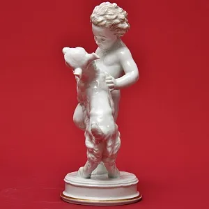 Антикварная Фарфоровая Статуэтка «ПУТТИ С КОЗЛЕНКОМ», ROSENTHAL Германия - 1939 год.