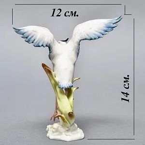 Коллекционная Фарфоровая Статуэтка «Птица - Взлетающая Цапля», Hutschenreuther, Германия -1970 год.
