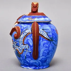 Чайный Сервиз на 6 персон «Синий Дракон», Фарфор SATSUMA Япония, середина ХХ века. 