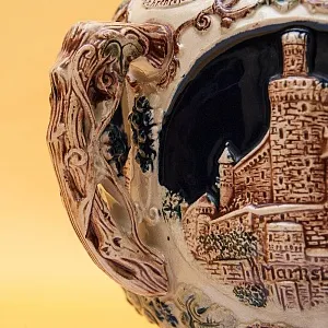 Крюшонница - Горшок для Глинтвейна «Старинные Замки» + 4-е Кружки Фаянс Германия