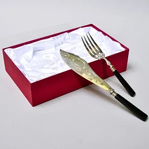 Винтажный Набор для Сервировки и подачи блюд Нож + Вилка, Silverplated Франция начало ХХ века.