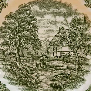 Чайная пара+Тарелка (Тройка) «Memory Lane (Green)» Фарфор BRITISH ANCHOR, Англия - 60 гг.