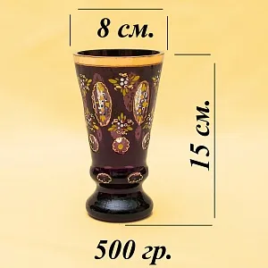 Коллекционная Кубок - Ваза, Цветочная Эмалевая роспись, Хрусталь Ernst Wittig, Германия  40-е годы ХХ века.