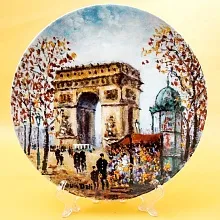 Коллекционная Тарелка «Париж - Триумфальная Арка» Фарфор, Лимож, Limoges, Франция.