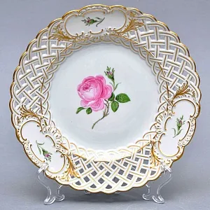 Антикваное Фарфоровое Блюдо - Тарелка «РОЗА»,  MEISSEN Германия, первая половина ХХ века.