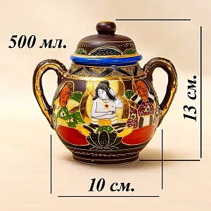 Антикварный Чайный фарфоровый сервиз в стиле Satsuma, Япония, FUTAJI, первая половина ХХ века.