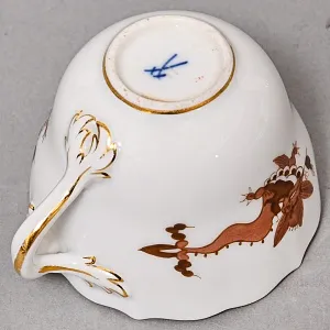Классическая Фарфоровая Кофейная пара «Коричневый дракон», MEISSEN Германия, середина ХХ века.