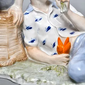 Большая Коллекционная Фарфоровая статуэтка «Бездельники», Россия ДФЗ Дулево. 